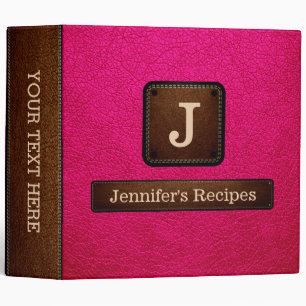 Bright Pink Elegant Recipe Leather Look Binder