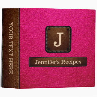 Bright Pink Elegant Recipe Leather Look Binder