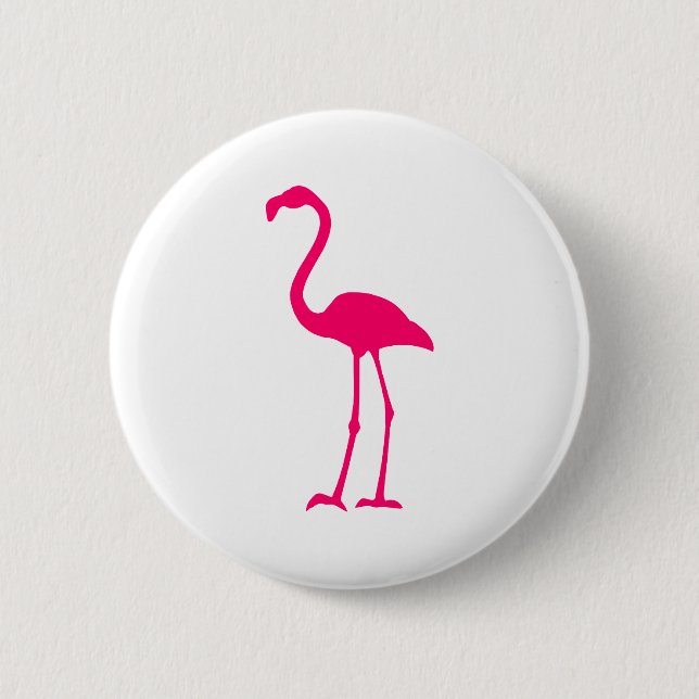 Bright Pink Flamingo Pinback Button (Front)