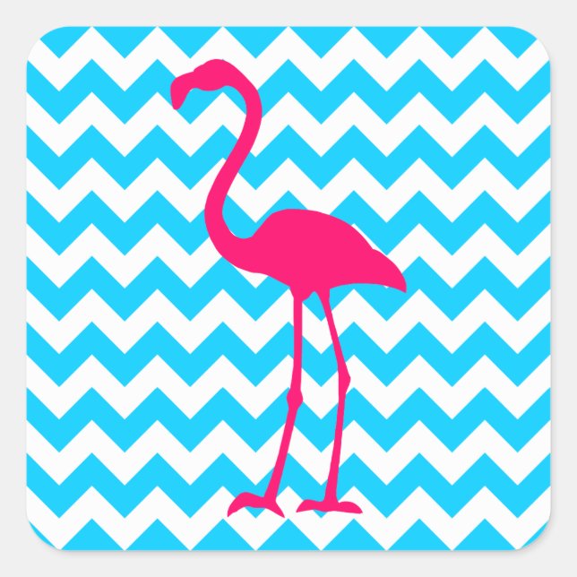 Bright Pink Flamingo Square Sticker (Front)