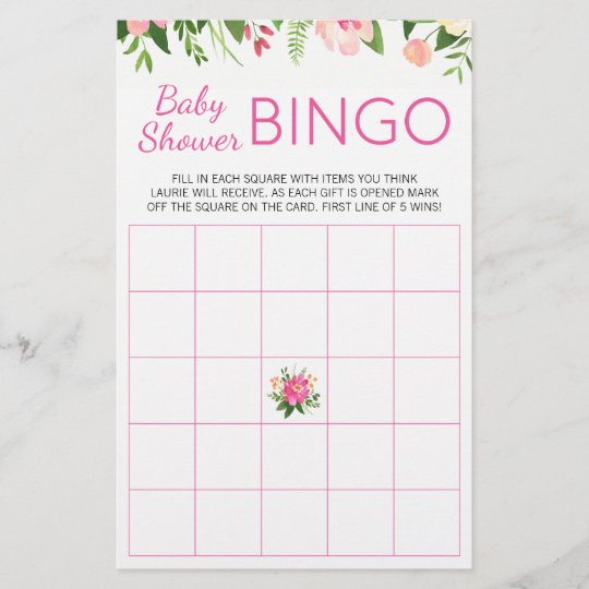 Bright Pink Floral Baby Shower Bingo Game Zazzle Com