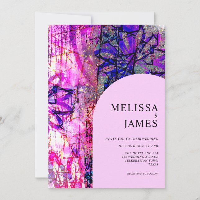 Bright Pink Floral Bold Colorful Wedding Invitation (Front)