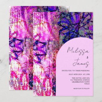 Bright Pink Floral Bold Script Colorful Wedding Invitation | Zazzle
