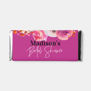 Bright Pink Floral Bridal Shower Candy Bar Favor