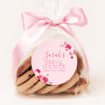 Bright Pink Floral Bridal Shower Favor Tag Sticker<br><div class="desc">A bright,  fun and modern bridal shower round favor tag sticker for your bridal shower. Hot pink details with pink roses make this the perfect tag for your bridal shower favors for your guests to take home.</div>