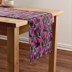 Bright pink floral  medium table runner