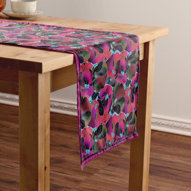 Bright pink floral  medium table runner (In Situ)