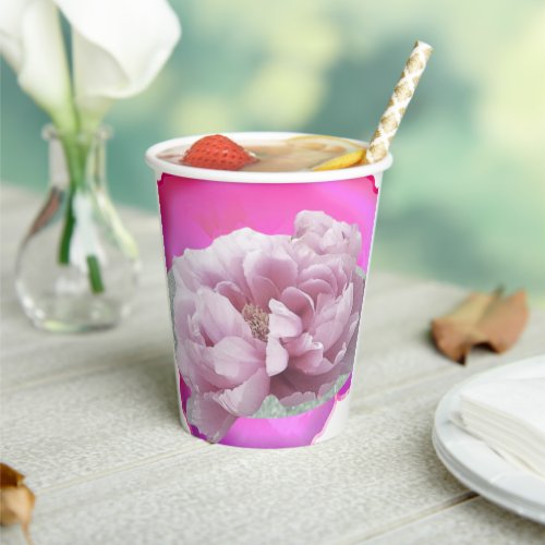 Bright Pink Floral Paper Cups