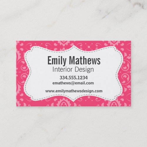 Bright Pink Floral Pattern Business Cards