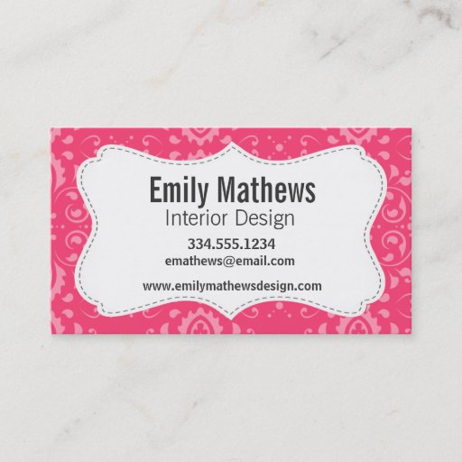 Customizable Bright Pink Floral Pattern Business Cards