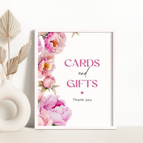 Bright pink floral peony Cards and gifts Poster