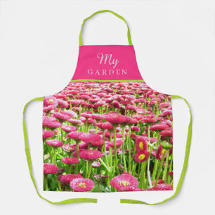 Bright Pink Floral Photo Print Apron