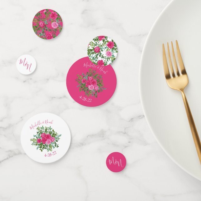 Bright Pink Floral Wedding Confetti (Group)