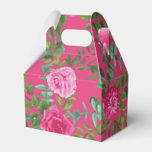 Bright Pink Floral Wedding Favor Boxes