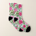 Bright Pink Floral Wedding Groomsman Socks<br><div class="desc">Our bright watermelon pink floral wedding men's groomsmen socks are made to match our Bright Pink Floral Wedding Invitation & Decor collection.  Lush greenery on bright fuchsia and white with a beautiful script font and elegant lettering.  Perfect for a magenta summer or spring garden wedding!</div>