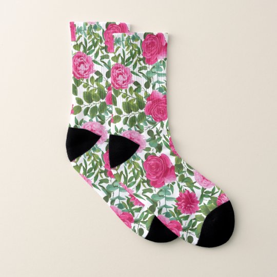 Bright Pink Floral Wedding Groomsman Socks | Zazzle.com