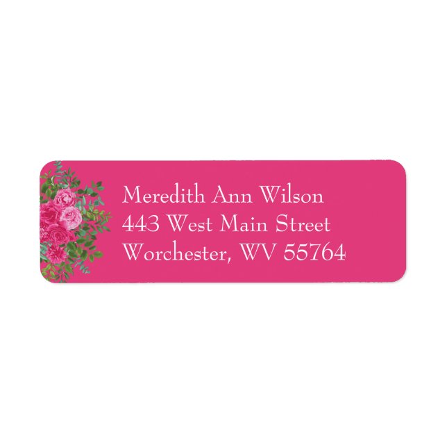 Bright Pink Floral Wedding Label (Front)