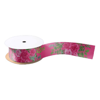 Bright Pink Floral Wedding Ribbon