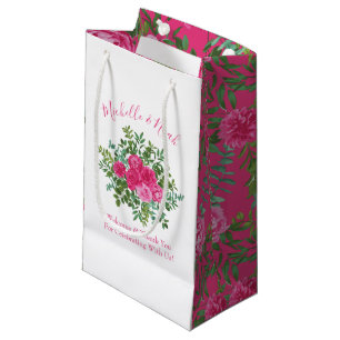 Bright Pink Floral Wedding Small Gift Bag