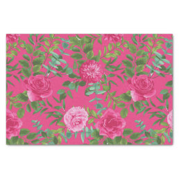 Bright Pink Floral Wedding Tissue Paper