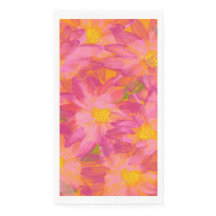 Bright Pink Florals on Orange Background
