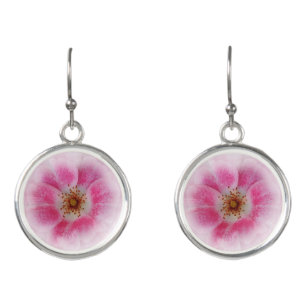 bright pink flower earrings