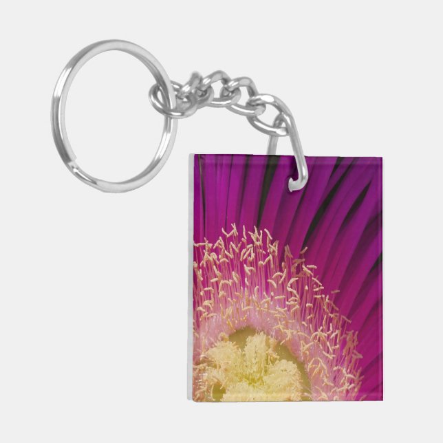 Bright Pink Flower Keychain (Front Left)