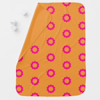 Bright Pink Flower Pattern On Orange Baby Blanket