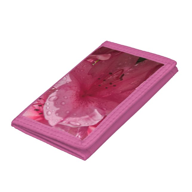 Bright Pink Flower Photograph Trifold Wallet (Bottom)