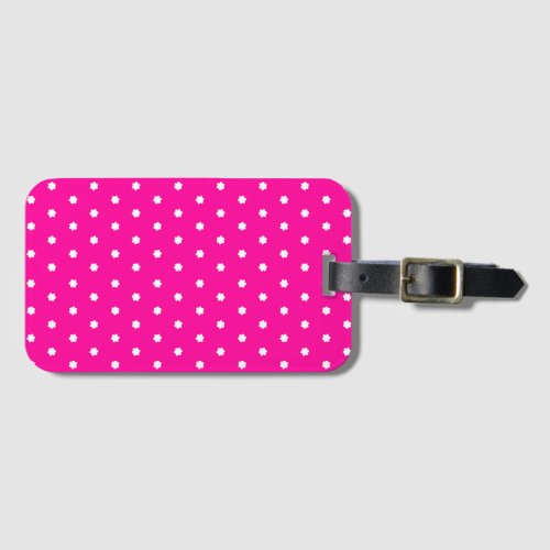 Bright pink flower polka dots named luggage tag