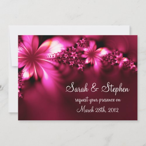 Bright pink flower wedding invitation