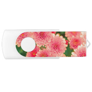 Bright Pink Flowers Flash Drive