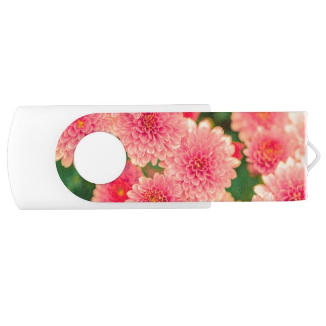 Bright Pink Flowers Flash Drive (Front)