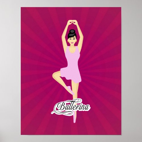 Bright Pink Fuchsia Ballerina Poster