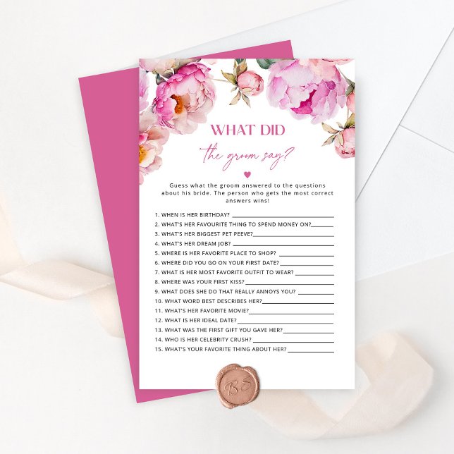 Bright pink fuchsia What did the groom say game (Creator Uploaded)