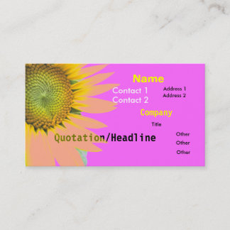 Bright Pink Funky Sunflower Business Card