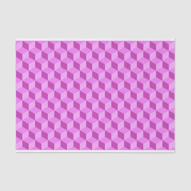 BRIGHT PINK GEOMETRIC CUBE PATTERNS TISSUE PAPER (Front)