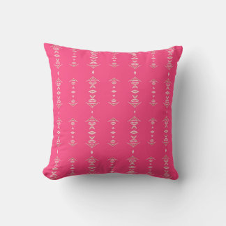 Bright Pink Geometric Ornamental Pattern Throw Pillow