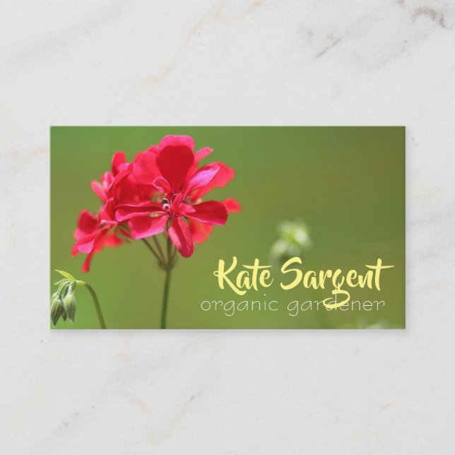 Bright Pink Geranium Floral Business Card (Front)