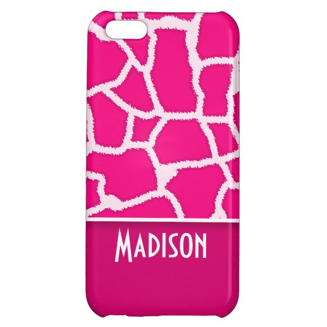 Bright Pink Giraffe Animal Print iPhone Case (Back)