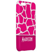 Bright Pink Giraffe Animal Print iPhone Case (Back Right)