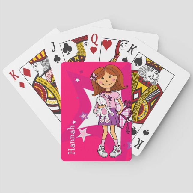 Bright pink girl named playing card set (Back)