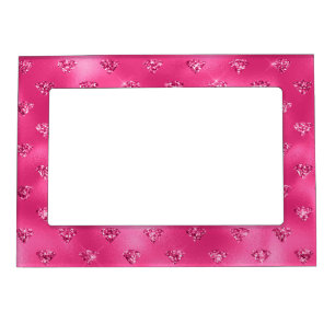 Bright Pink Glam Sparkly Diamonds Pattern Magnetic Frame