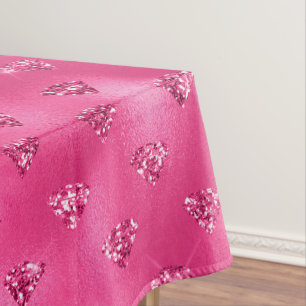 Bright Pink Glam Sparkly Diamonds Pattern Tablecloth