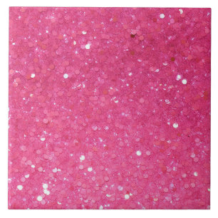 Bright Pink Glitter Ceramic Tile