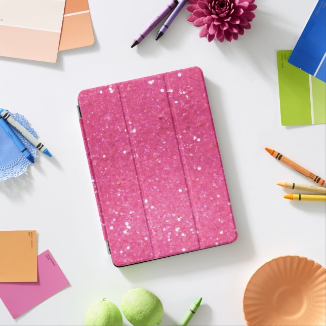 Bright Pink Glitter iPad Pro Cover (Desk)