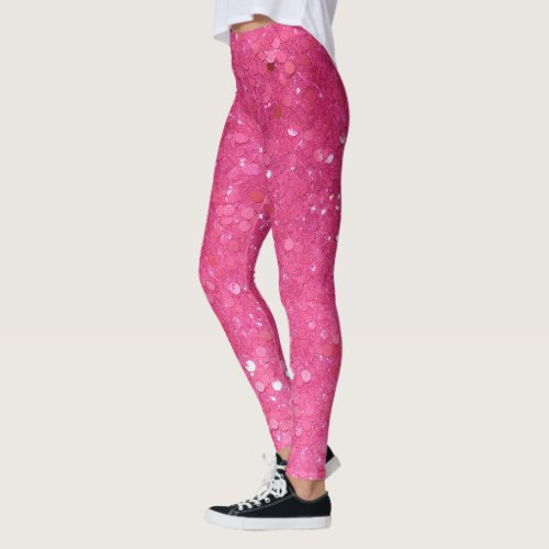 Bright Pink Glitter Leggings