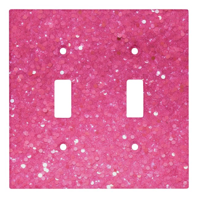 Bright Pink Glitter Light Switch Cover (Front)
