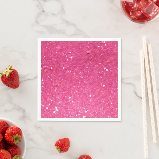 Bright Pink Glitter Napkins (Insitu)