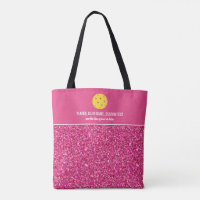 Bright Pink Glitter Print Custom Pickleball Paddle